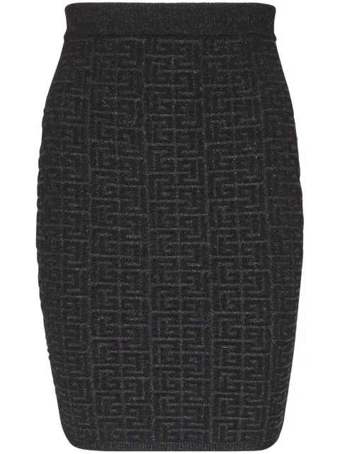 Balmain PB-intarsia knitted mini skirt