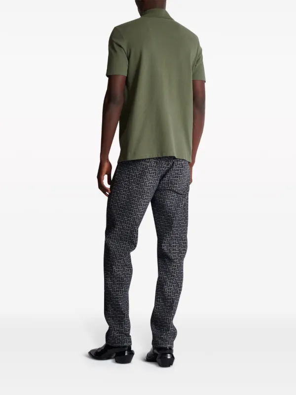 Balmain embroidered-logo Polo Shirt | Green | FARFETCH