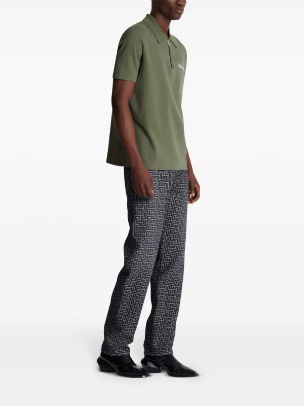 Tシャツ・カットソー BALMAIN Men Polo Shirts DH1EG010BC68ULA Green Balmain embroidered-logo Polo Shirt | Green | FARFETCH