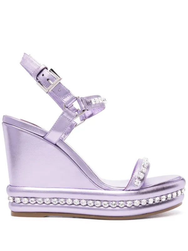 【Christian Louboutin】Pyrastrassメタリックウェッジサンダル Christian Louboutin Pyrastrass 110mm Wedge Sandals | Black