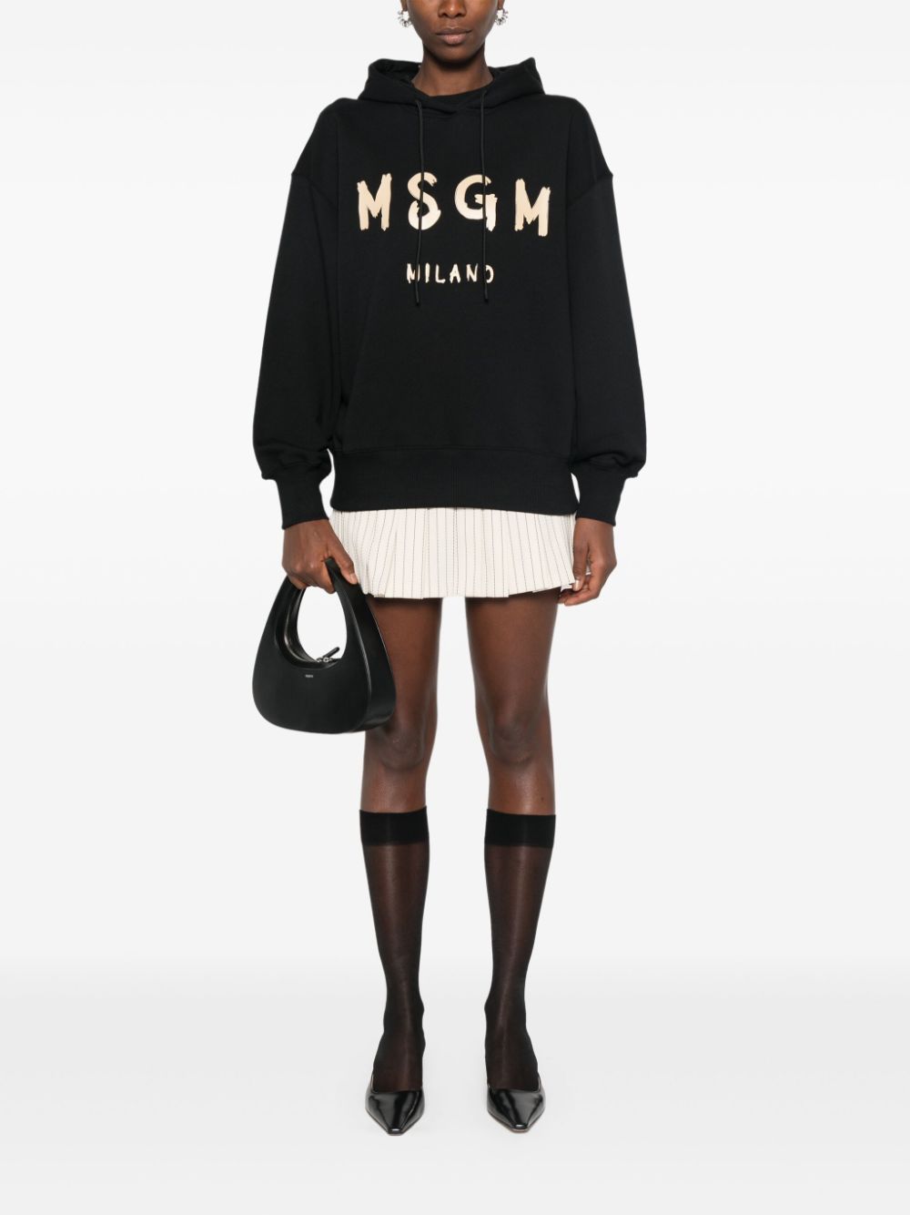 Shop Msgm Logo-print Hoodie In Black