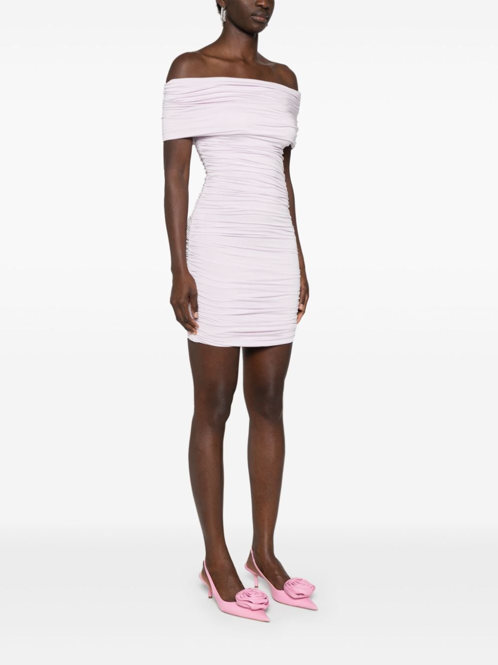 Shop Pnk Cowl-neck Draped Minidress In Pink