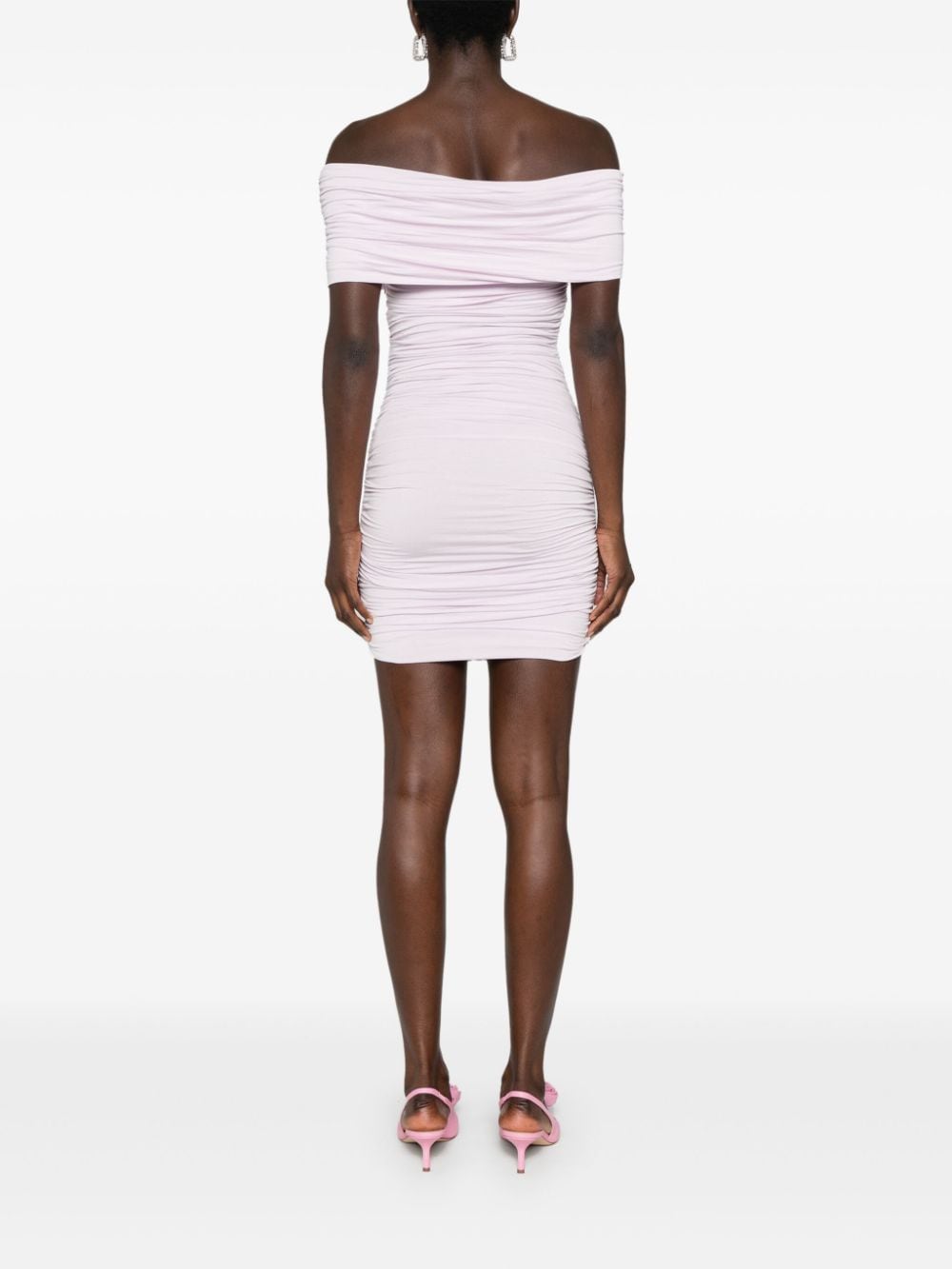 Shop Pnk Cowl-neck Draped Minidress In Pink