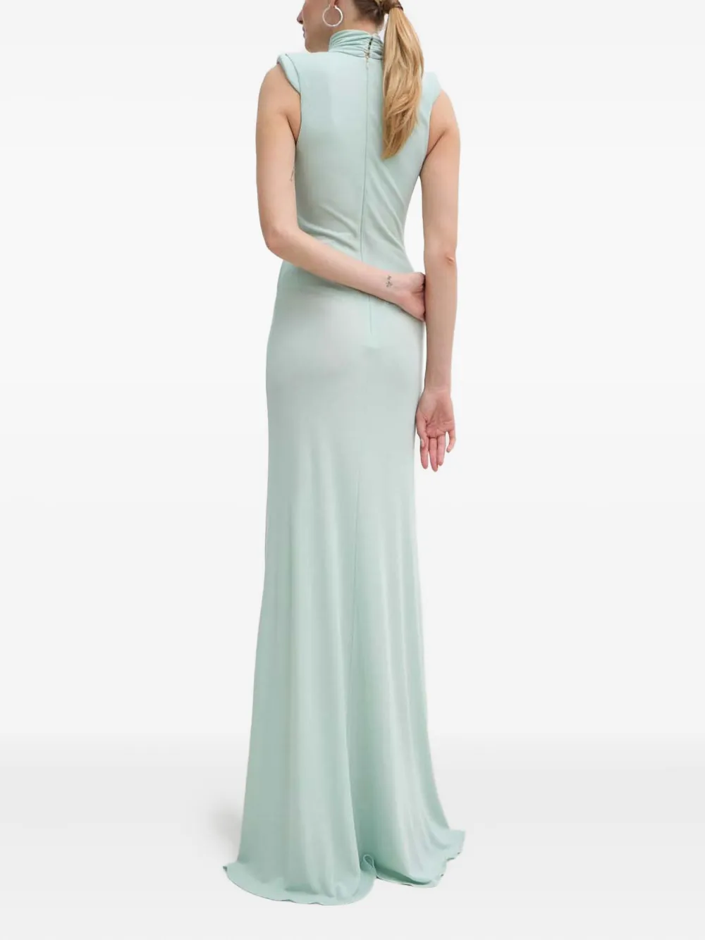 Elisabetta Franchi Cut-out Roll-neck Maxi Dress In Green