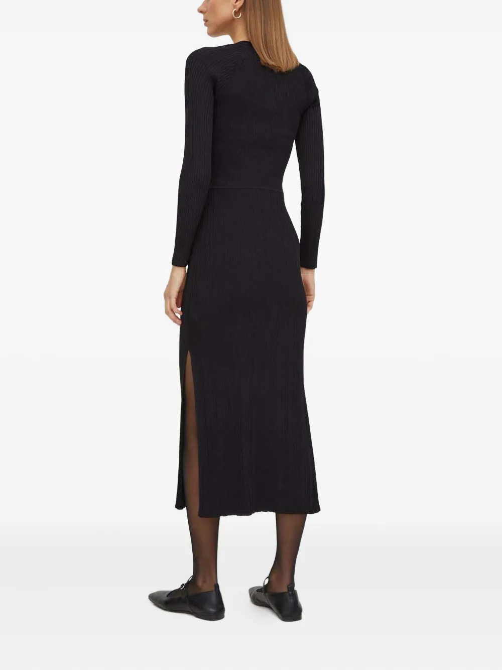 Ba&sh Edora Ribbed Midi Dress In Black