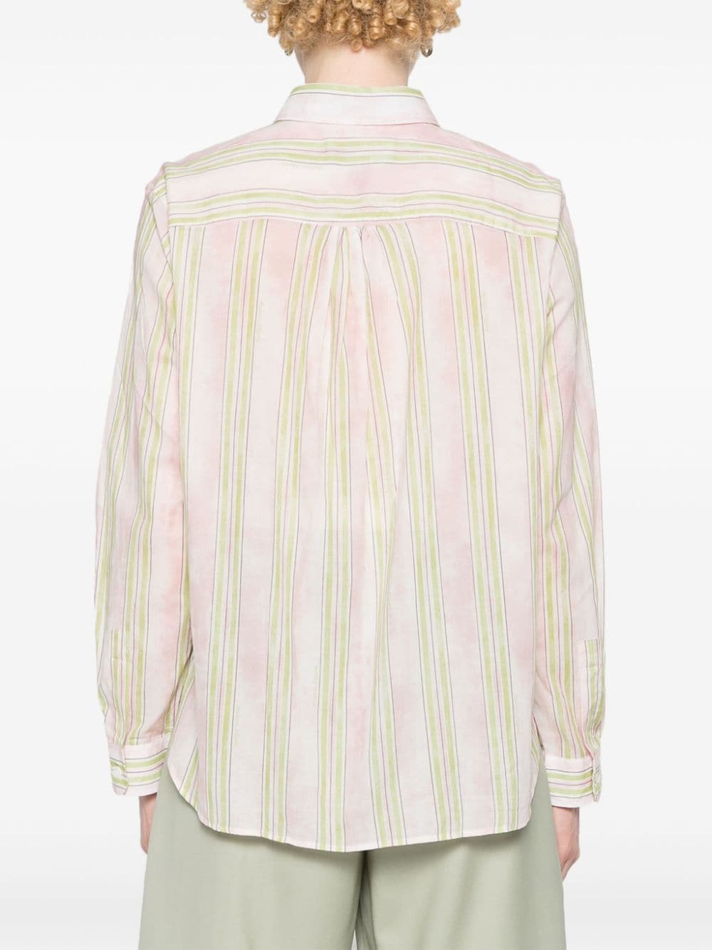 Shop Maison Kitsuné Classic Striped Cotton Shirt In Pink