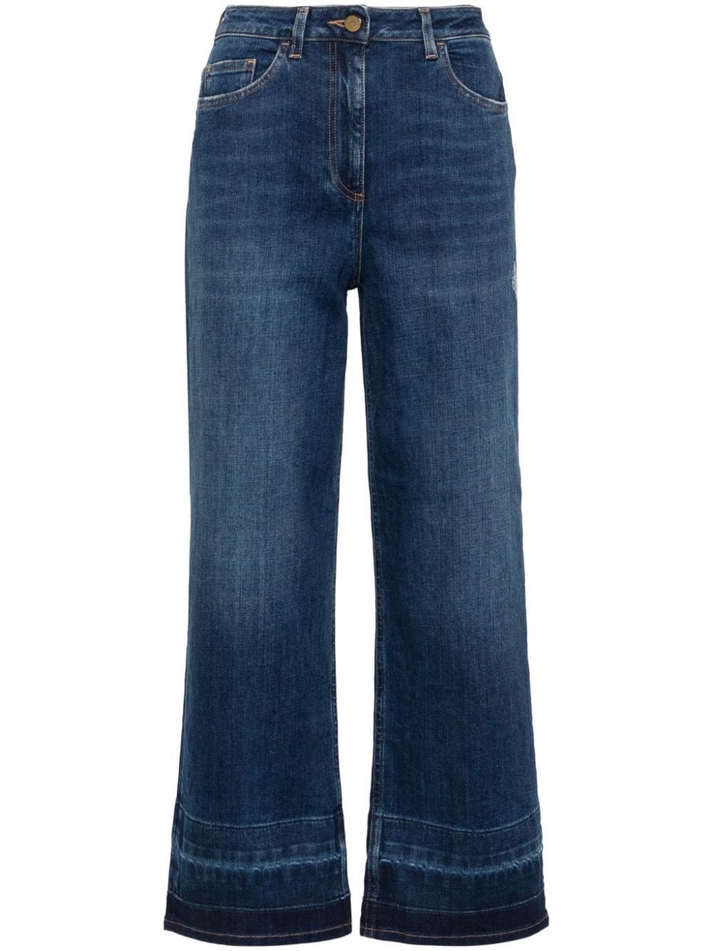 Shop Elisabetta Franchi Wide-leg Jeans In Blue
