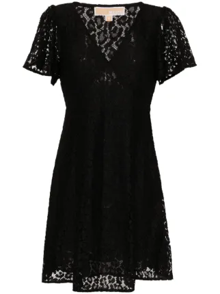 Michael Michael Kors V-neck Lace Mini Dress | Black | FARFETCH