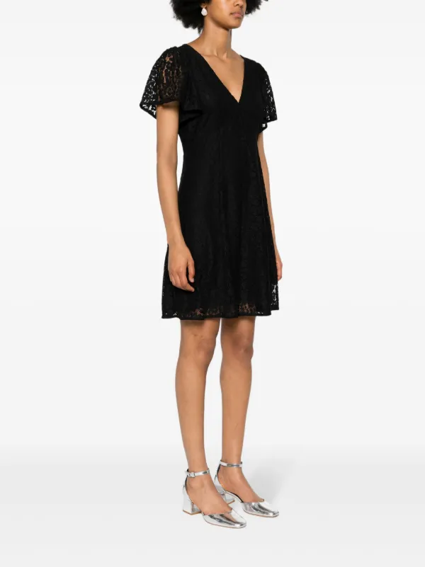 Michael Michael Kors V-neck Lace Mini Dress | Black | FARFETCH