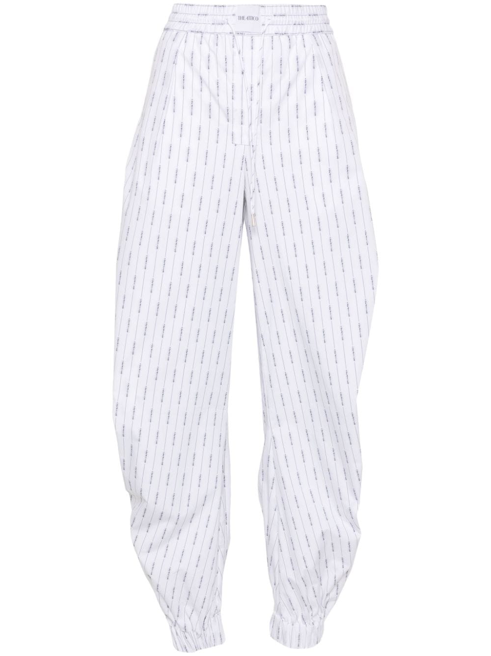 Attico Logo-embroidered Cotton Trousers In Weiss