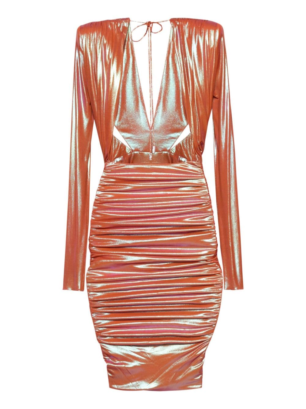 Shop Alexandre Vauthier Draped-detail Midi Dress In Orange