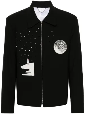 Sulvam x Kozaburo Embroidered Shirt Jacket | Black | FARFETCH