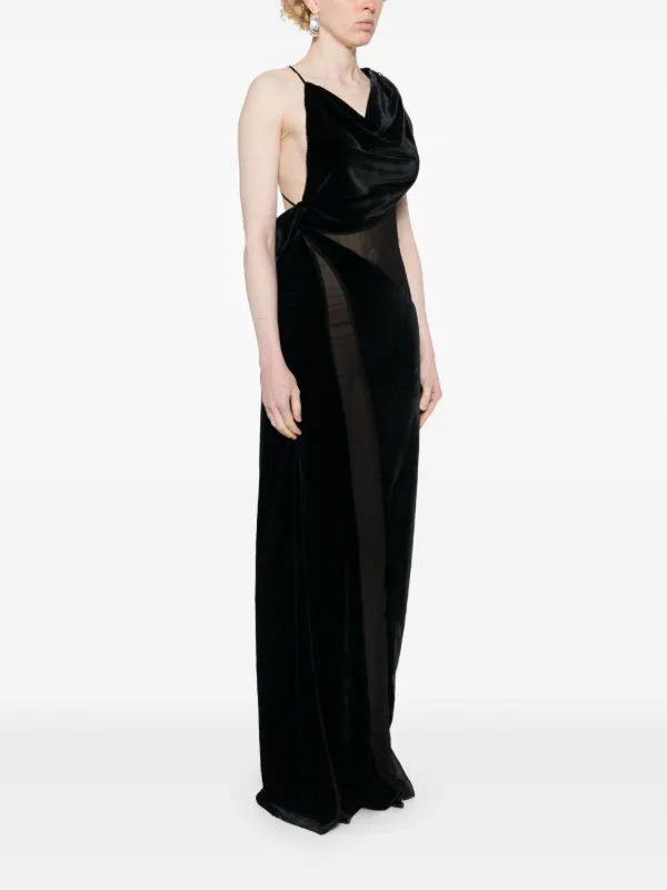 Coperni Logo-plaque Panelled Maxi Dress - Black Coperni Logo-plaque Panelled Maxi Dress - Black