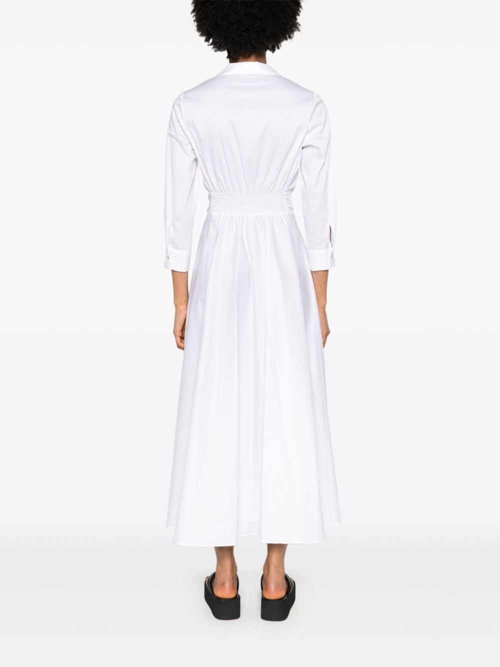 Shop Drhope Flared Maxi Shirtdress In Weiss