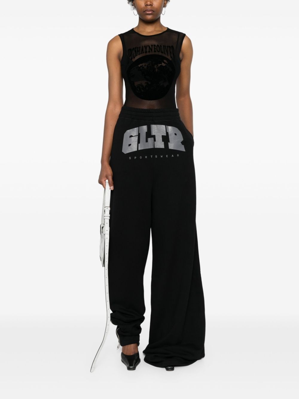 Shop Jean Paul Gaultier X Shayne Oliver Flocked-motif Mesh Top In Black