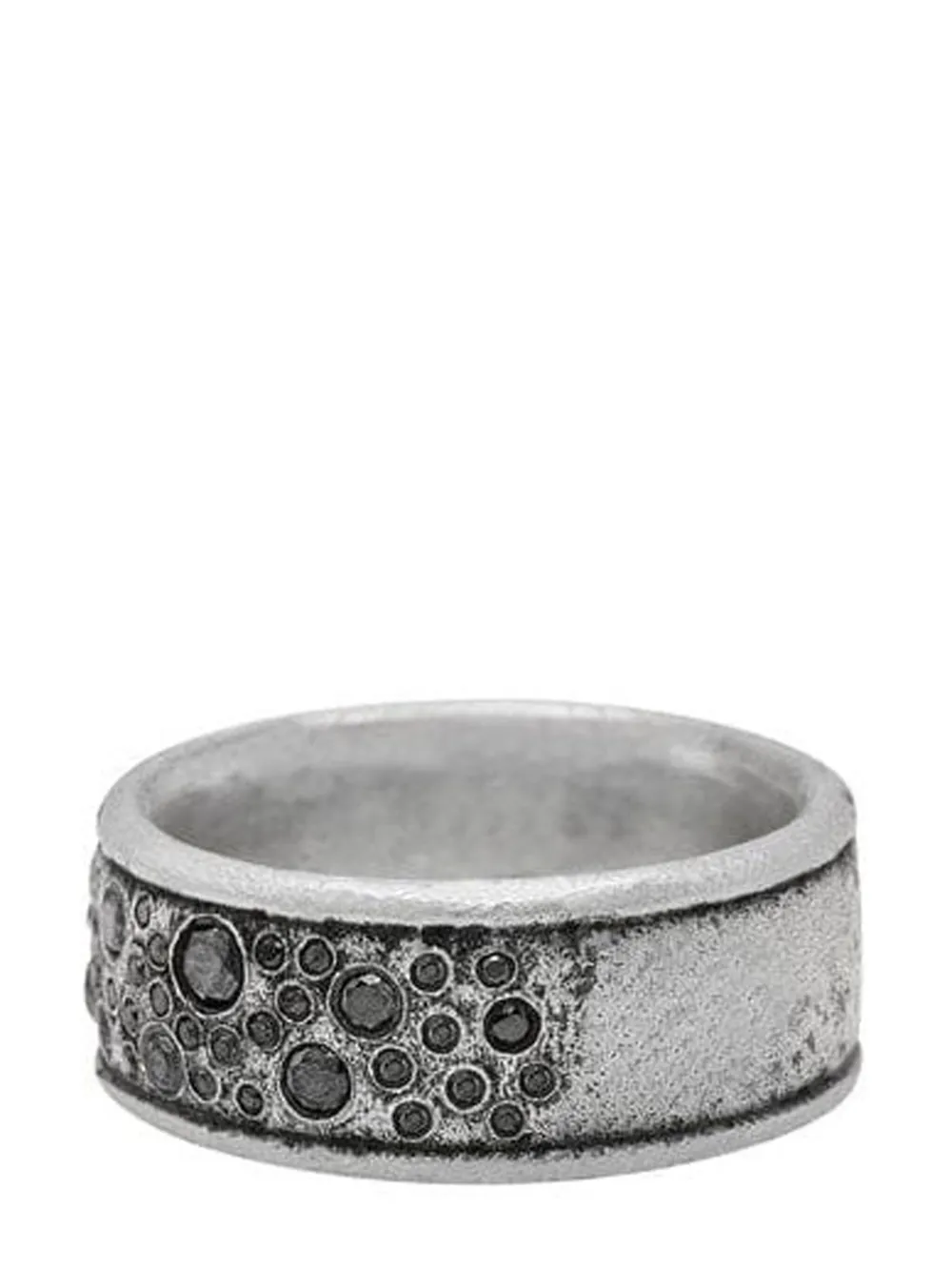 John Varvatos Stardust Black-diamonds Ring In Silver