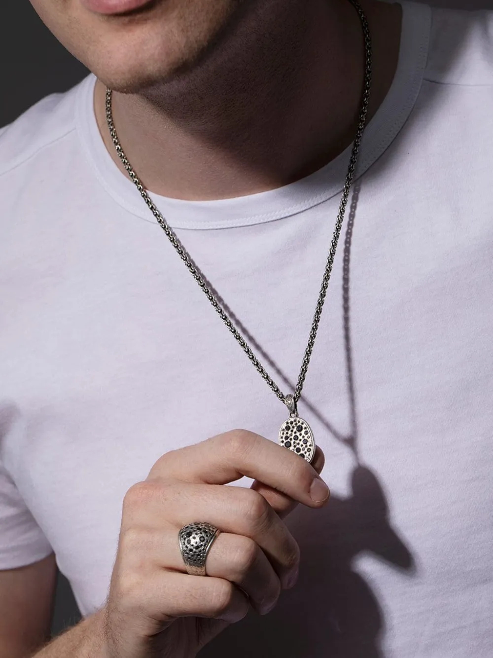 John Varvatos Stardust Black-diamonds Pendant Necklace In Silver