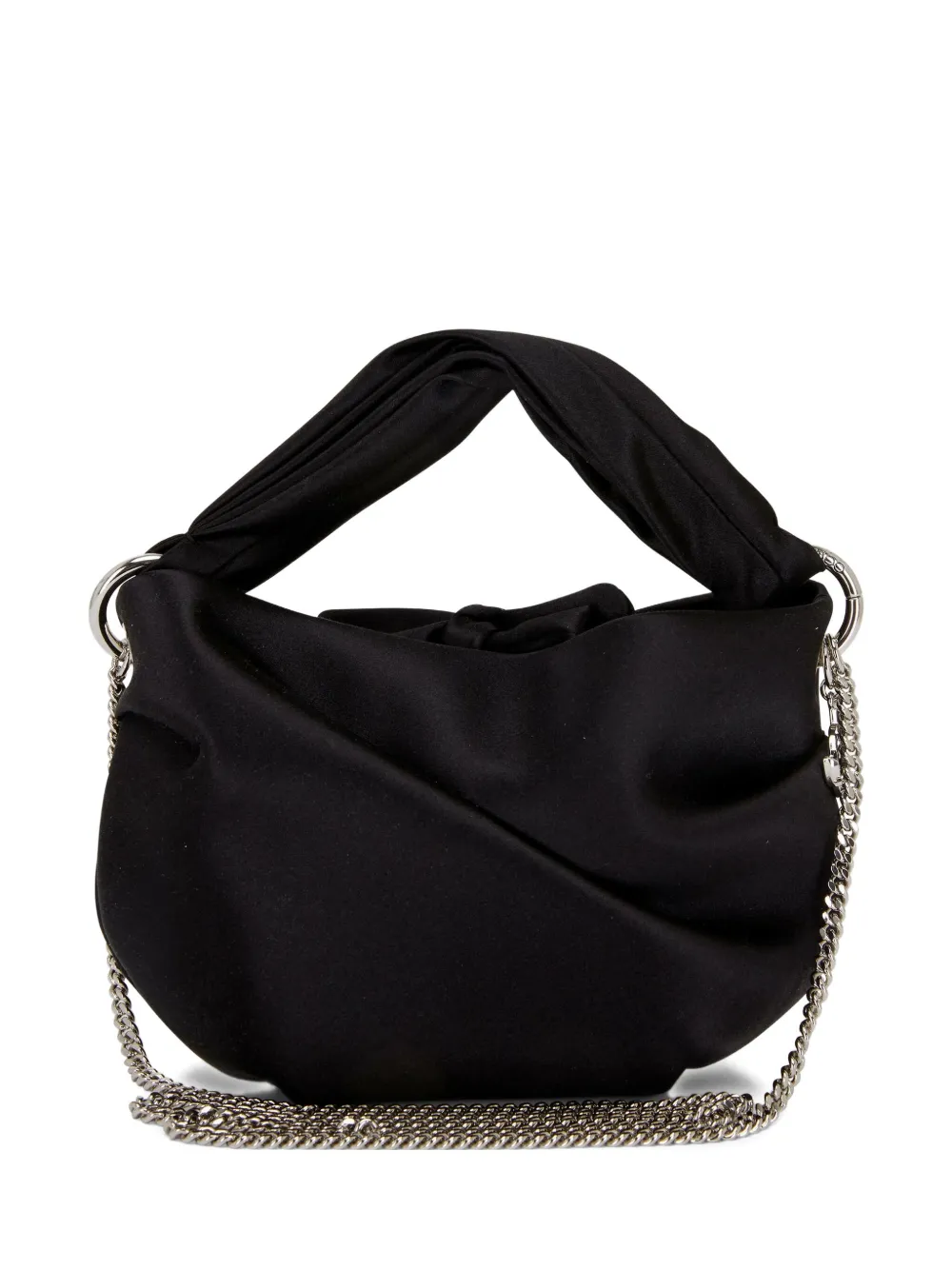 Jimmy Choo ruched satin shoulder bag Zwart