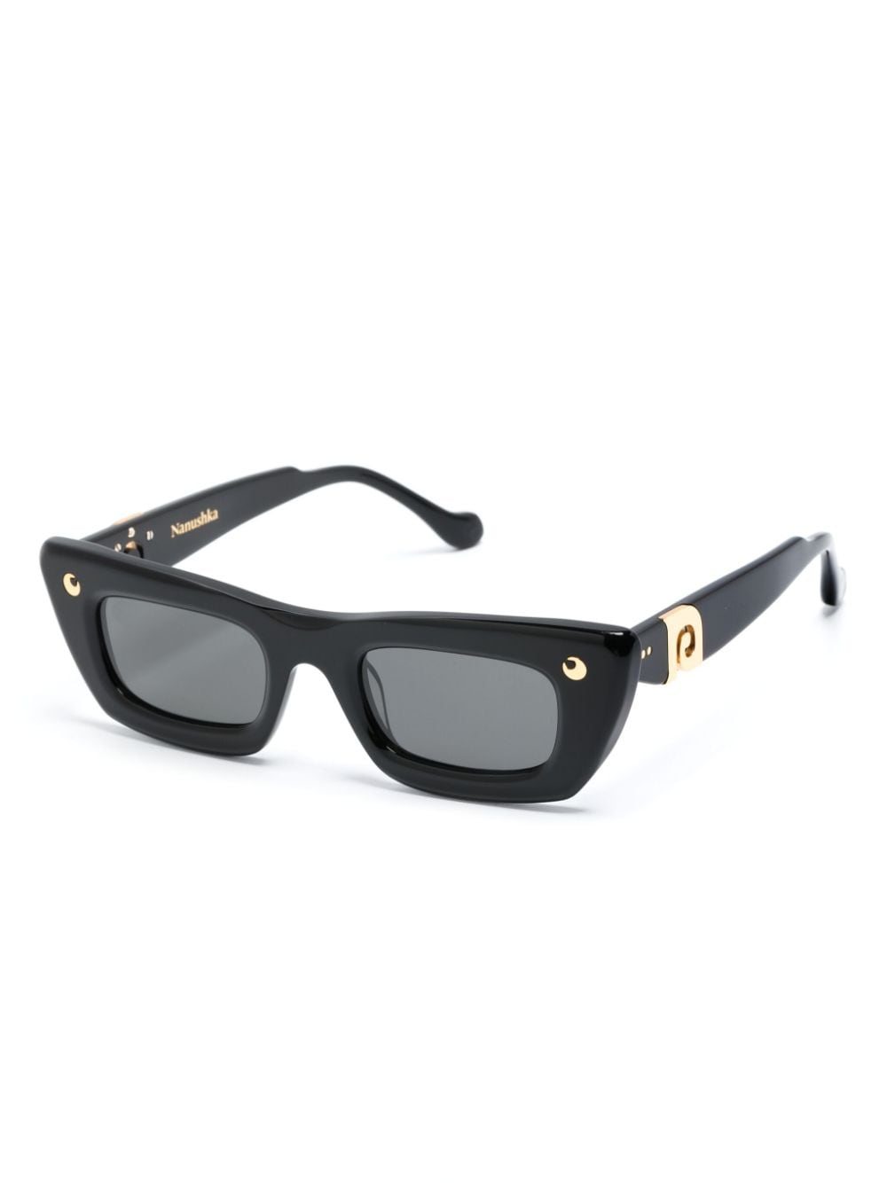 Shop Nanushka Londyn Rectangle-frame Sunglasses In Black