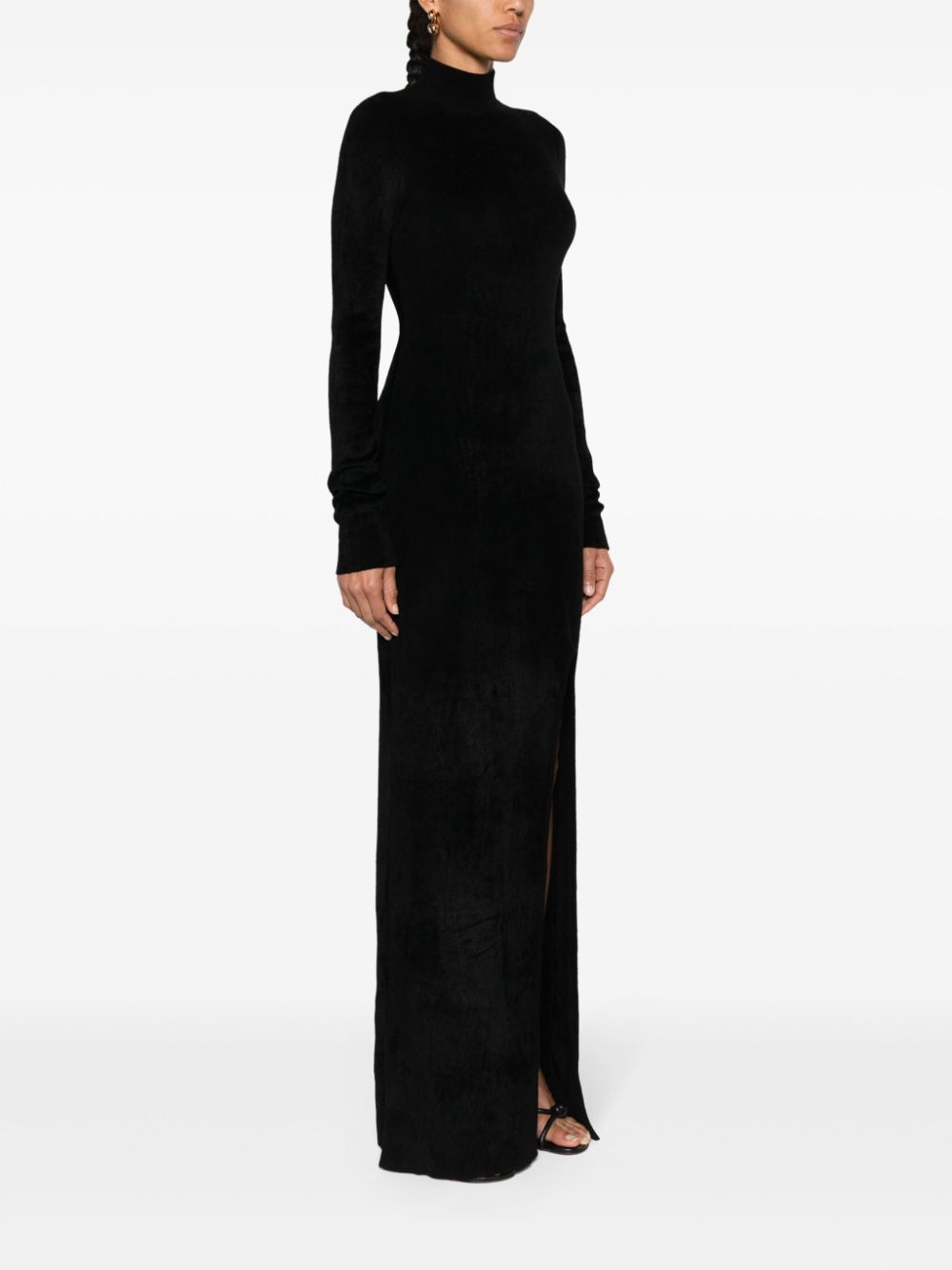 Shop Nanushka Long-sleeve Towelling Maxi Dress In Black