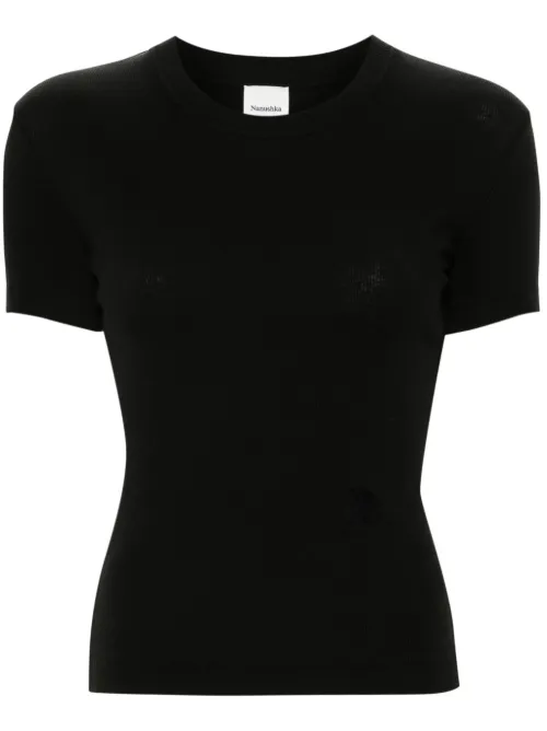T-shirt crop à logo brodé - Nanushka - Modalova