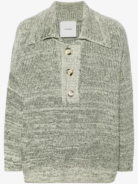 Nanushka mélange wool-blend polo top