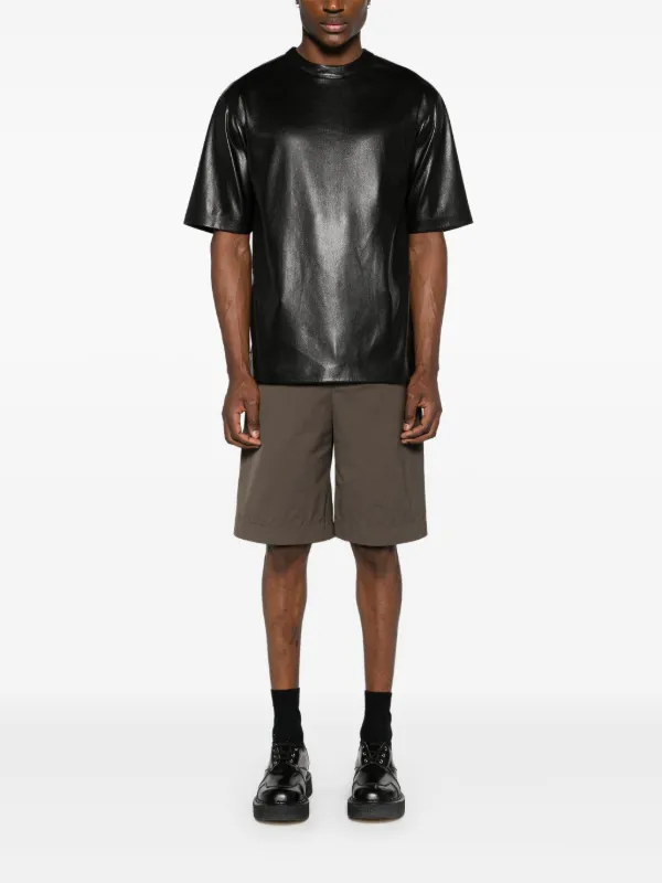 Nanushka drop-shoulder faux-leather T-shirt | Black | FARFETCH