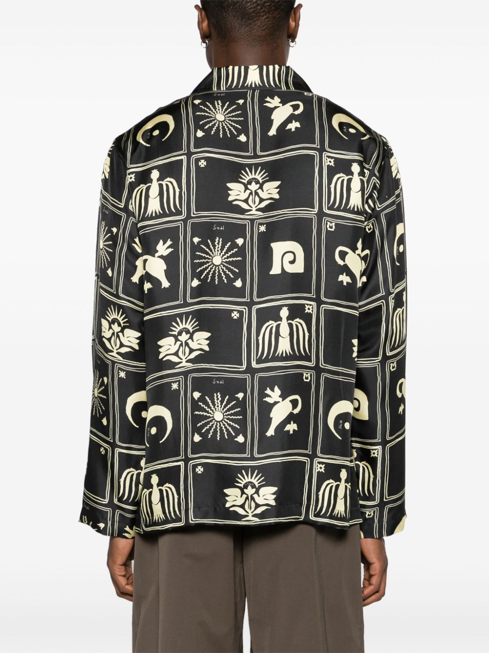 Shop Nanushka Graphic-print Silk Shirt In Black