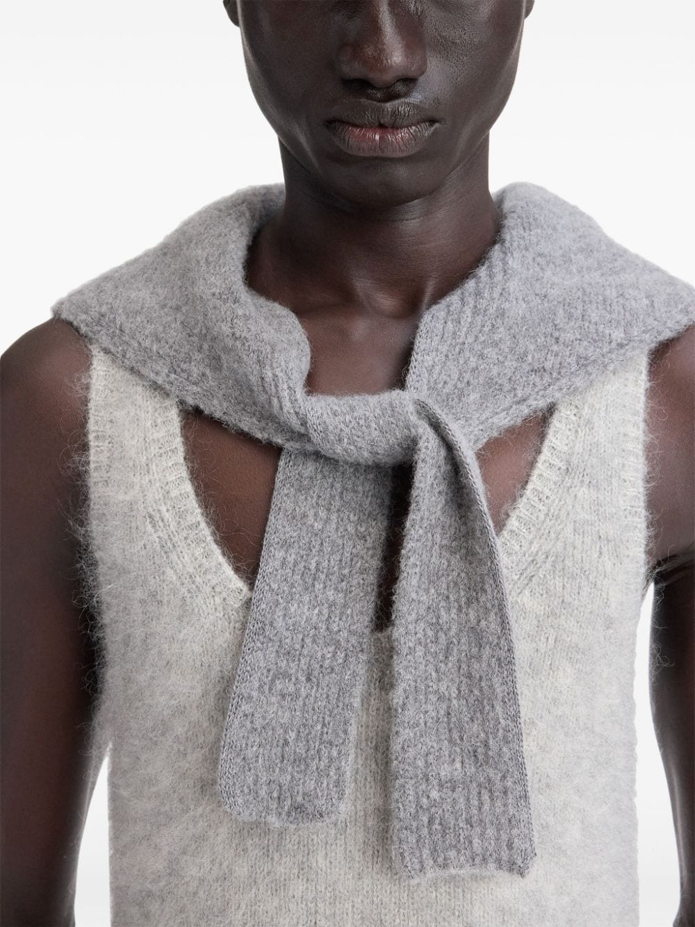 Shop Jacquemus Le Chale Gros Grain Scarf In Grey