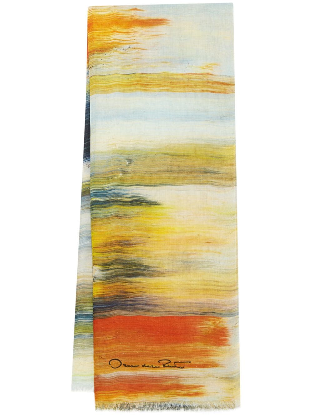 Oscar de la Renta brush-print cashmere scarf - Arancione