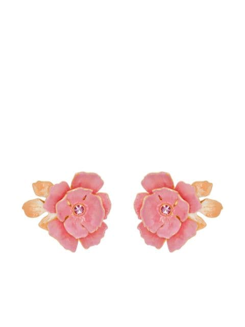 Oscar de la Renta Gardenia enamel-detail earrings