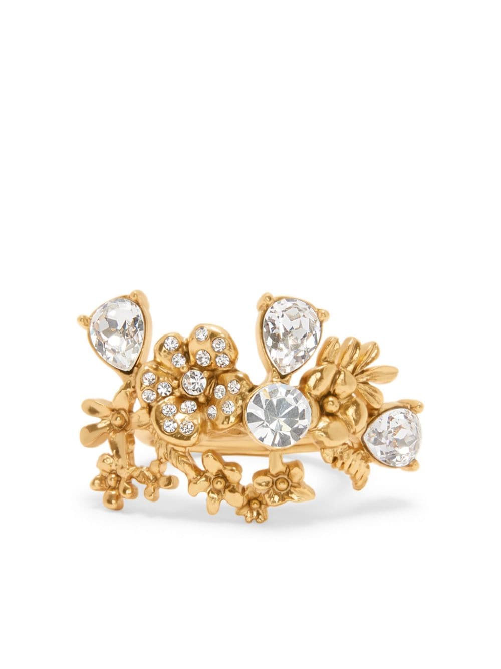 Oscar de la Renta Flower Garden crystal-embellished ring - Oro