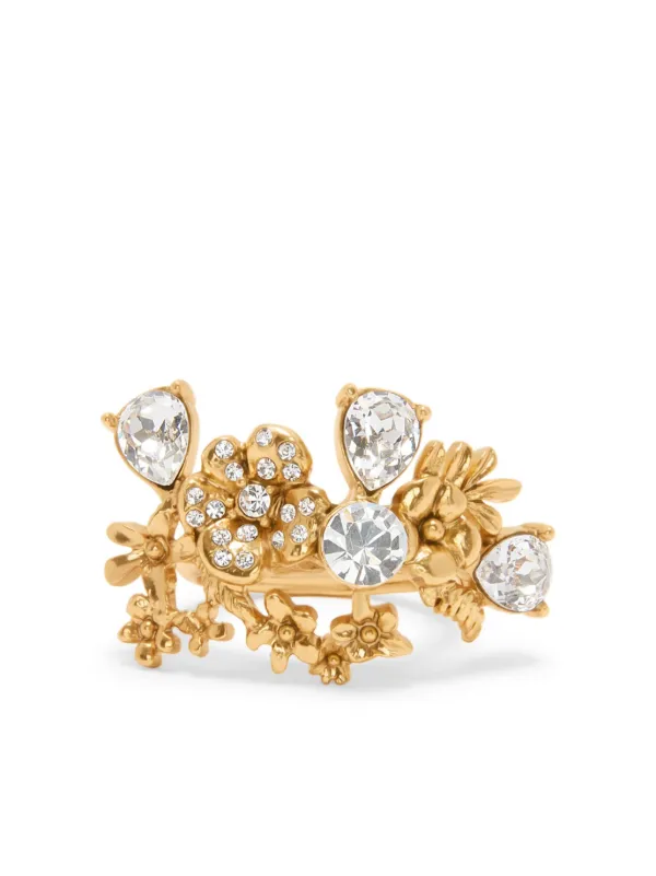 Oscar De La Renta Flower Garden crystal embellished Ring Farfetch
