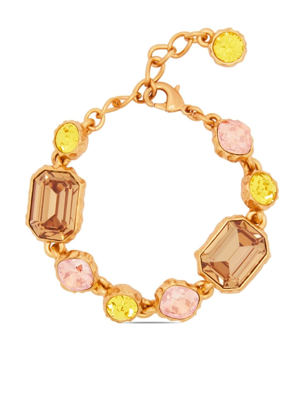 Shop Oscar De La Renta Crystal-embellished Chain Bracelet In Yellow