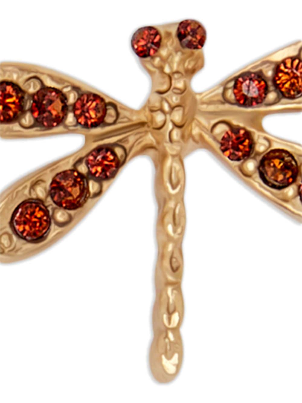 Shop Oscar De La Renta Dragonfly Crystal-embellished Earrings In Gold