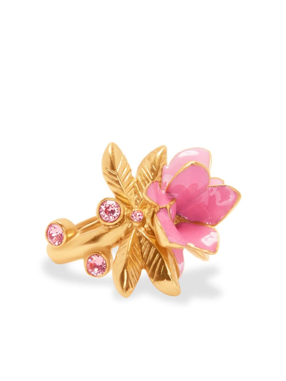 Oscar de la Renta Flower enamel-detail ring - Oro
