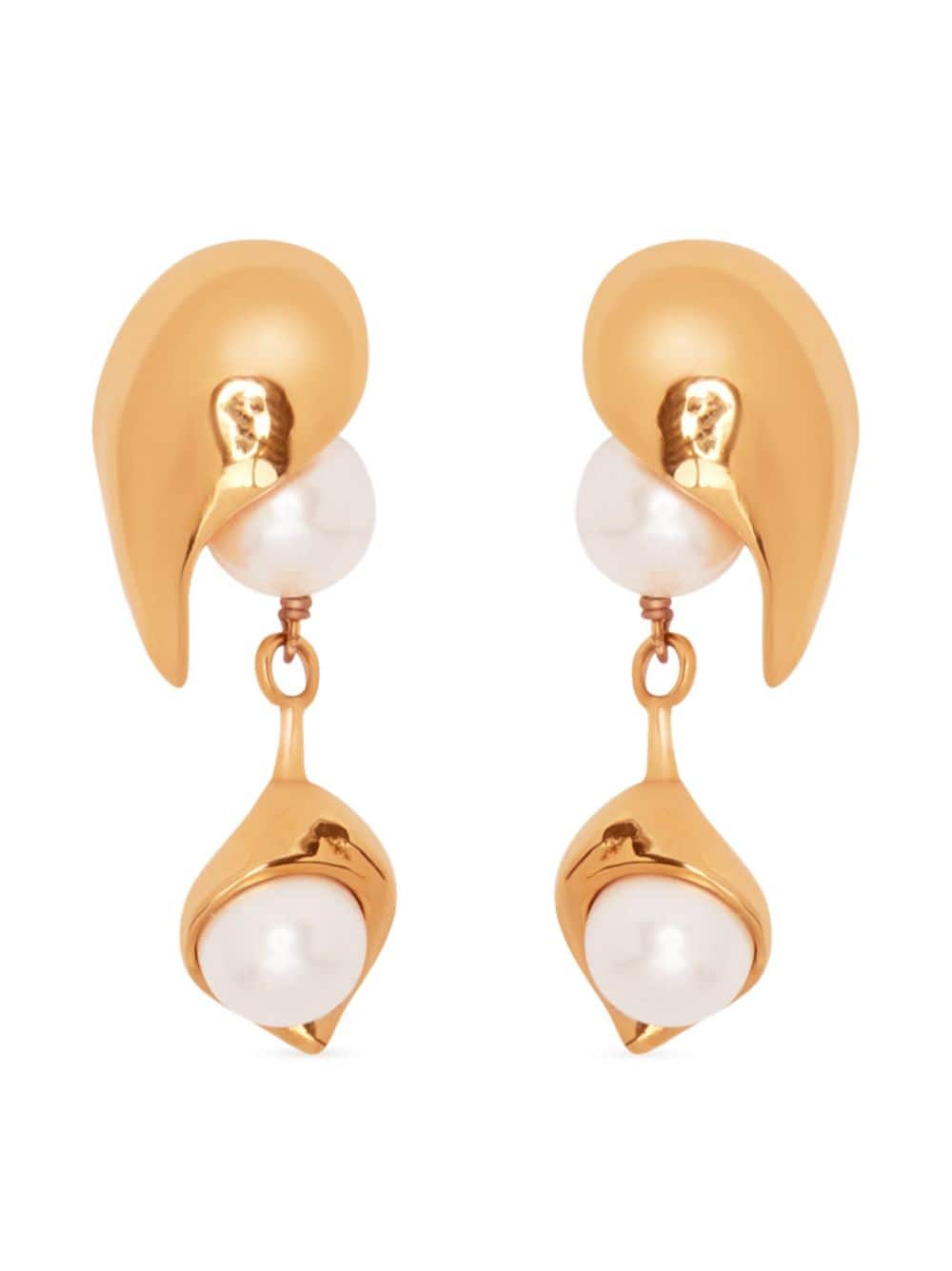 Shop Oscar De La Renta Abstract Leaf Drop Earrings In 金色