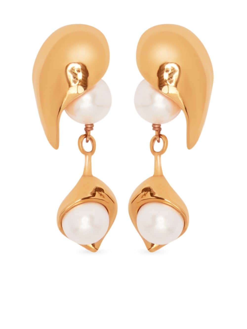 Shop Oscar De La Renta Abstract Leaf Drop Earrings In 金色