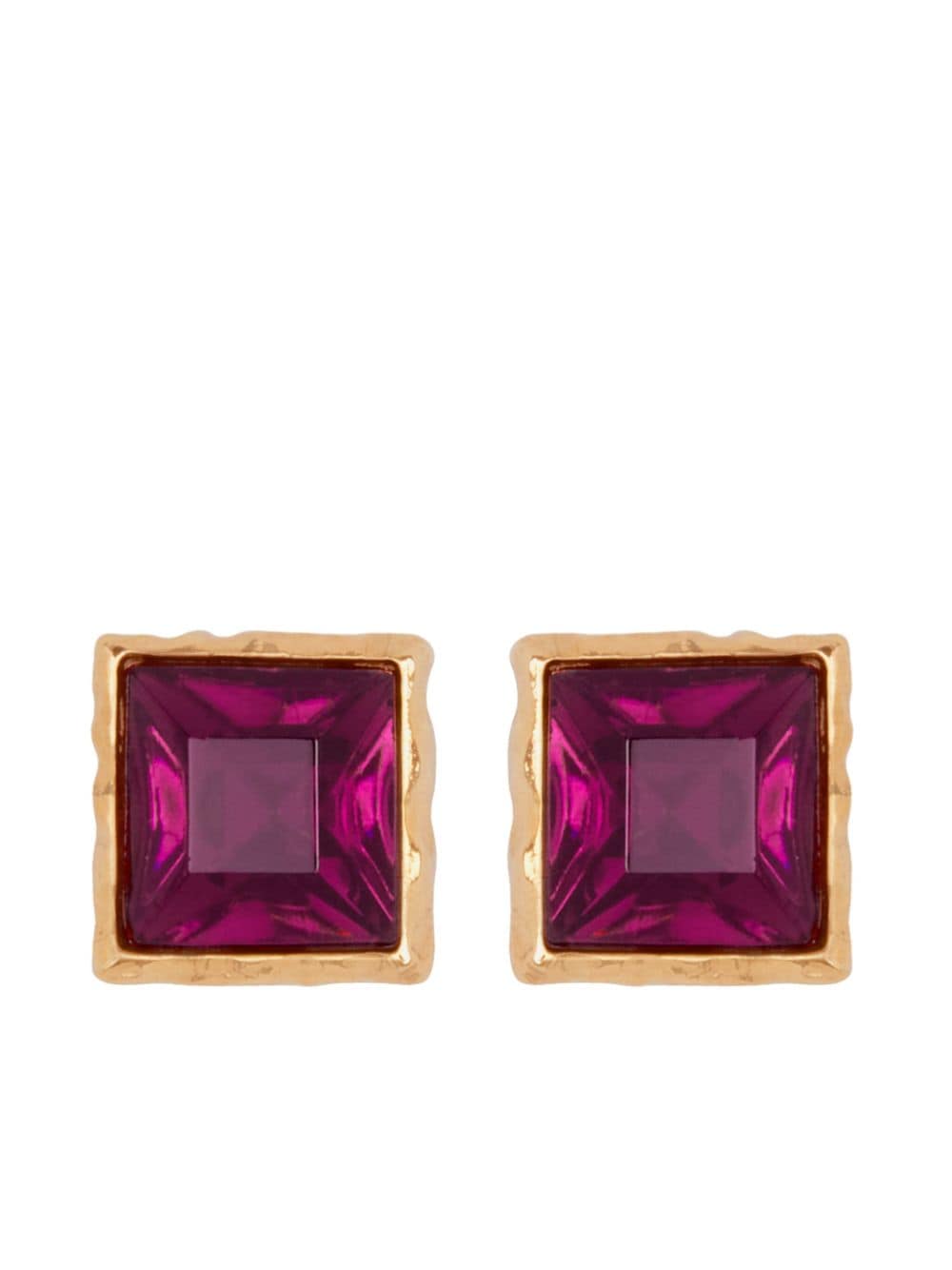 Shop Oscar De La Renta Square Crystal Earrings In Pink