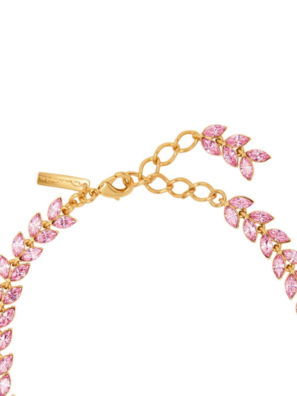 Shop Oscar De La Renta Crystal Leaves Jewel Necklace In Gold