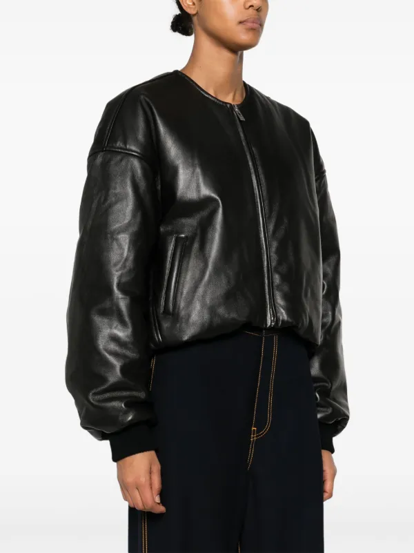 Alaïa Leather Bomber Jacket | Black | FARFETCH