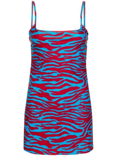 The Attico zebra-print open-back minidress