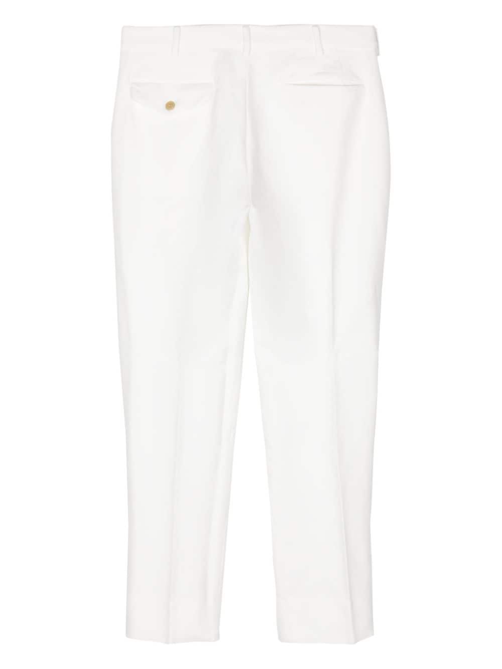 Shop Black Comme Des Garçons Cropped Slim-cut Trousers In White
