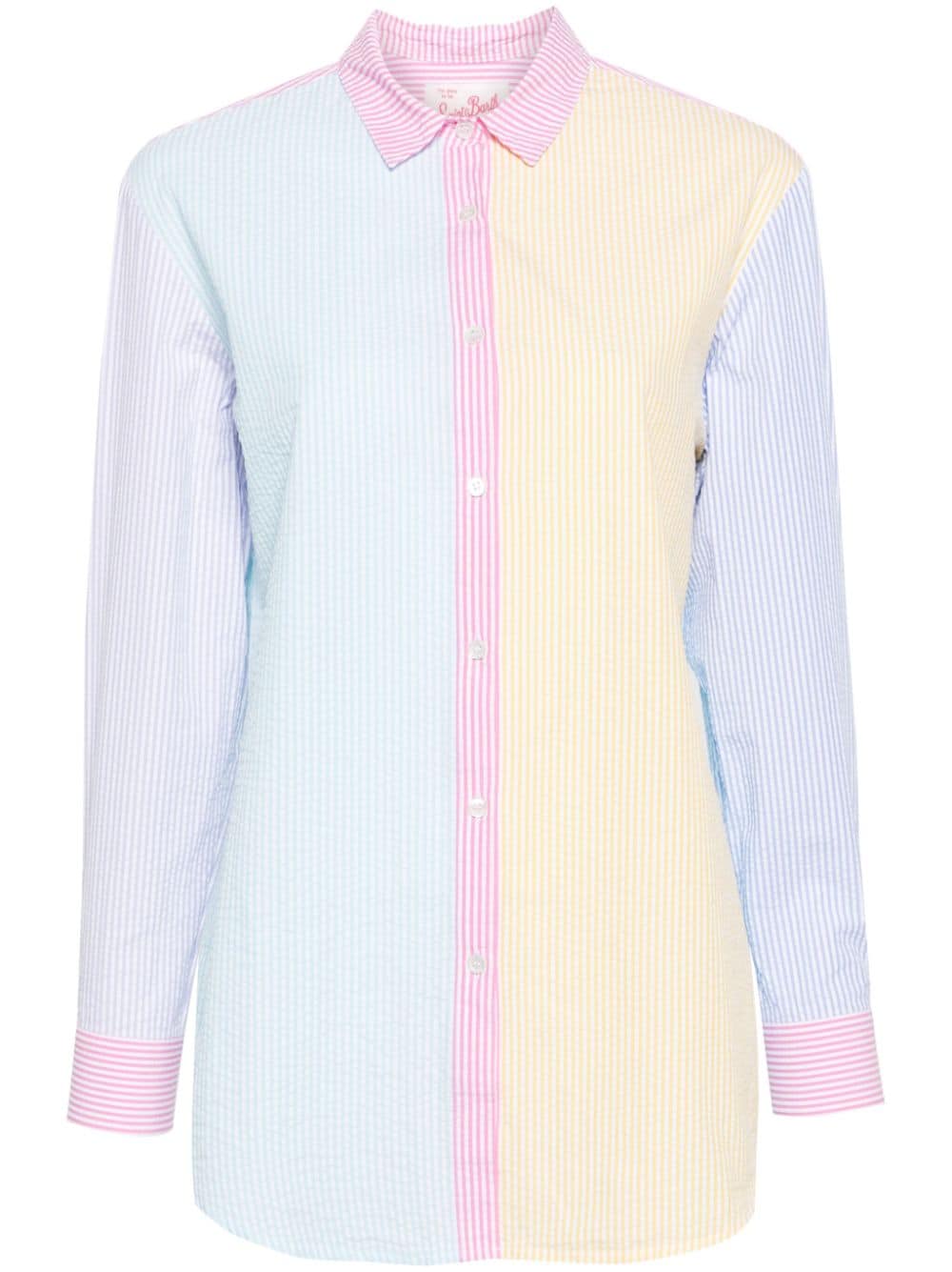 Shop Mc2 Saint Barth Brigitte Striped Cotton Shirt In Pink