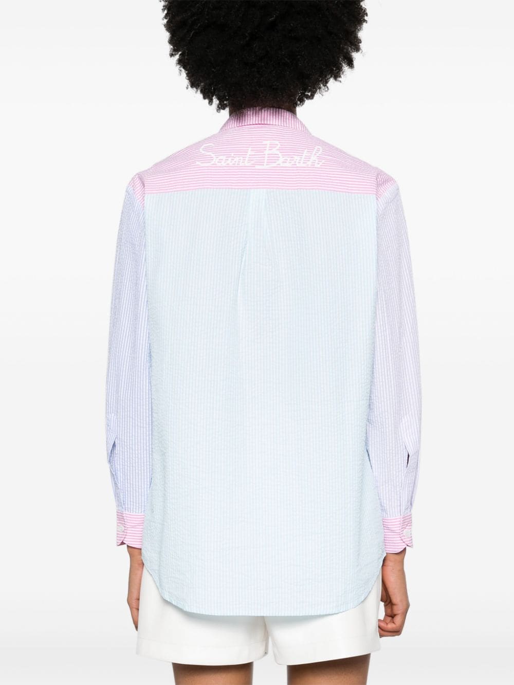 Shop Mc2 Saint Barth Brigitte Striped Cotton Shirt In Pink