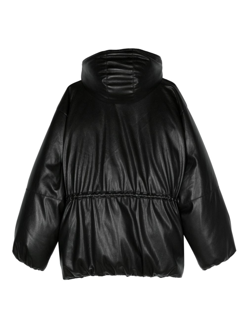 Shop Nanushka Faux-leather Hooded Puffer Coat In Black