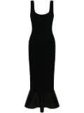 Nanushka peplum-hem ribbed-jersey midi dress - Black