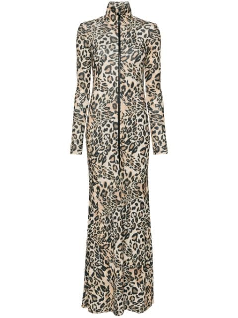 Nanushka leopard-print zip-up maxi dress