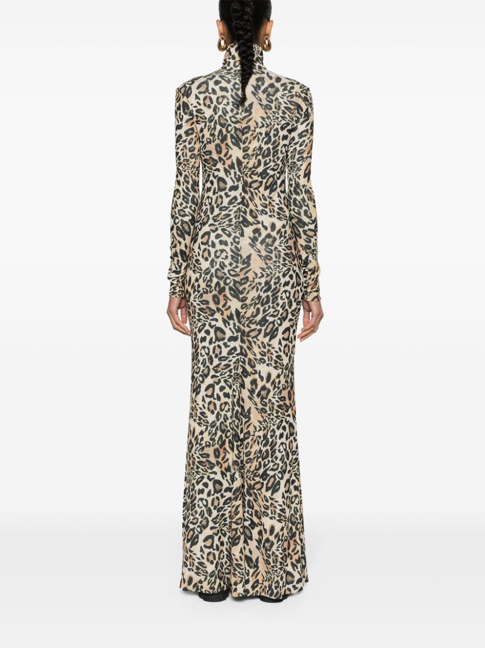 NANUSHKA LEOPARD-PRINT ZIP-UP MAXI DRESS 