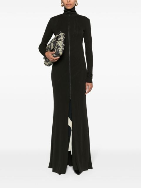 mélange zip-up maxi dress